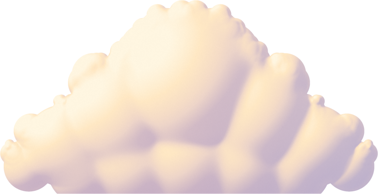 A soft golden cumulus cloud, the Mhimsy and Moore logo